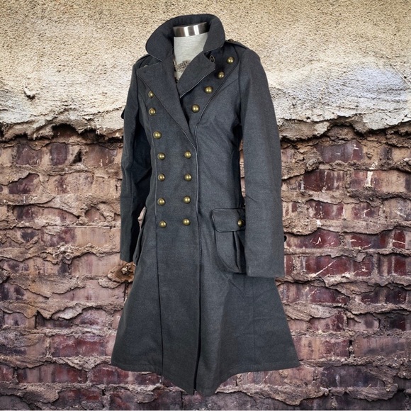 Hell Bunny Army 40s Military Style Steampunk Gothic Corset Coat - Picture 2 of 8